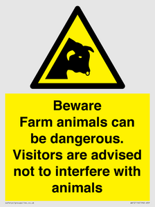 Beware Farm animals can be dangerous. Visitors are advised not to interfere with animals